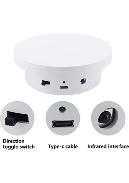 Dönen Ekran Stand Ayarlanabilir Hız Uzaktan Kumanda 5.1in Çapı 11LB Yük Kapasitesi Tip-C Güç Kaynağı (13CM) (Yurt Dışından) modelleri