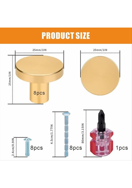 Altın Dolap Düğmeleri - 8pcs Fırça Pirinç Yuvarlak Çekme Mutfak, Dresser, Dolap, Dolap, Mobilya Için Kulplar (Yurt Dışından) modelleri