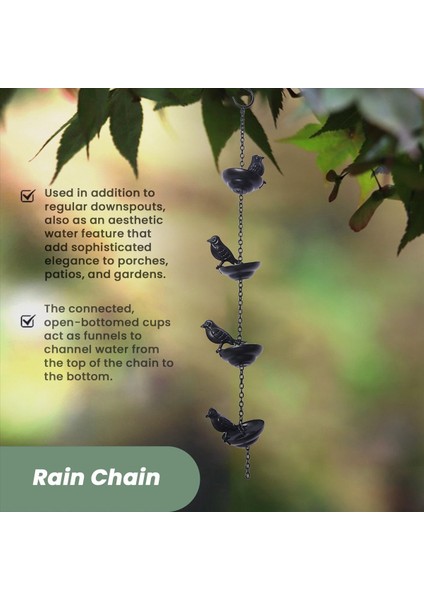 Mobil Kuşlar Bardaklarda Yağmur Zinciri Dışarı Için, Oluk Için Yağmur Zincirleri, Ev Için Yağmur Zinciri, 9X7X60CM (Yurt Dışından) indirimleri