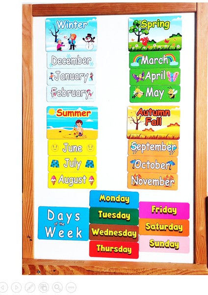 Manyetik İngilizce Kelime Kartları Günler,aylar,mevsimler-Days,months,seasons