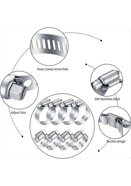 20 Parçalı Paslanmaz Çelik Hortum Kelepçeleri, 1/4-2 Inç (6-51MM) Ayarlanabilir Solucan Dişli Tüp Hortumu Kümeler Sıhhi Tesisat, Makine Için (Yurt Dışından) modelleri