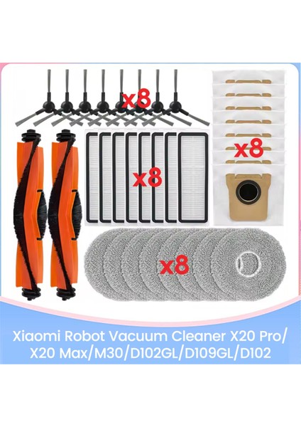 X20 PRO/X20 MAX/M30/D102GL/D109GL/D102 Robot Süpürge Yedek Parçaları Fırça Filtre Paspas Bezi Toz Torbası Için 34 Adet (Yurt Dışından)