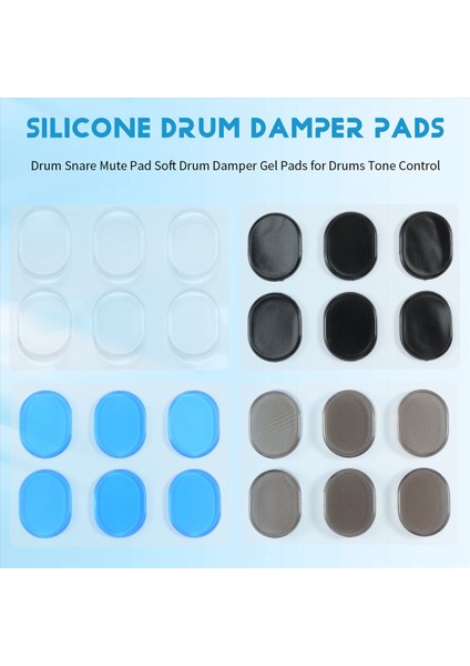 24 Adet Silikon Davul Damper Pedleri, Davul Trampet Sessiz Ped Yumuşak Davul Damper Jel Pedleri Davul Tonu Kontrolü (Yurt Dışından) fırsatları