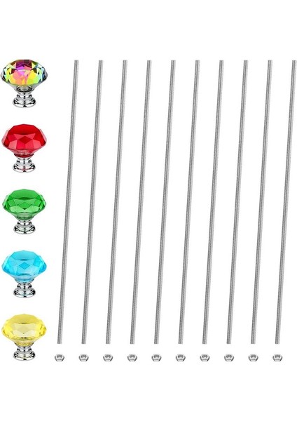 Kristal Düğmelere Sahip Boncuklar Için 8/32 Dişli Çubuk, 10 Adet M4 Dişli Çubuk 12 Inç 10 Adet Altıgen Somun ve 5pcs Düğmeleri (Yurt Dışından)