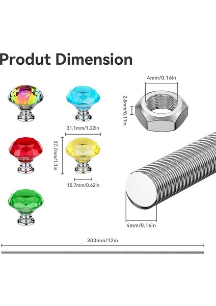 Kristal Düğmelere Sahip Boncuklar Için 8/32 Dişli Çubuk, 10 Adet M4 Dişli Çubuk 12 Inç 10 Adet Altıgen Somun ve 5pcs Düğmeleri (Yurt Dışından) modelleri