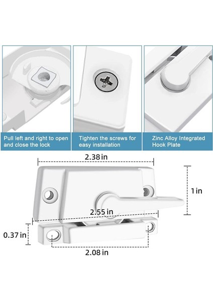 4 Paket Pencere Sash Locks, Pencere Mandalları Yedek Kanat Kilitleri Beyaz Uyar Yatay Sürgülü Pencereye (Yurt Dışından) fırsatları