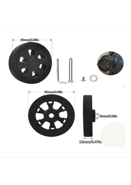 8pcs Bavul Tekerlekleri Değiştirme, 2.36IN/60MM Kalınlığında 0.47IN/12MM Dirençli Kauçuk Sessiz Tekerlek Değiştirme Bagaj Tekerlekleri A (Yurt Dışından) modelleri