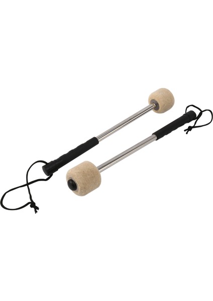 2pcs Bas Davul Kırpısı Keçe Baş Perküsyon Tokmak Timpani Sopa Paslanmaz Çelik Sap, Beyaz (Yurt Dışından)