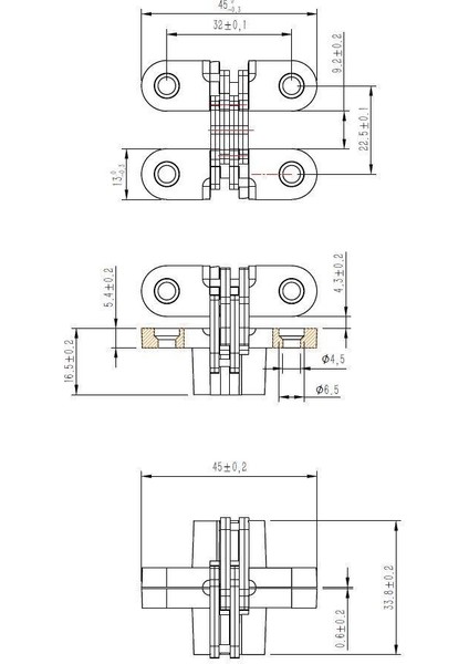 Gizli Kitabe Gömme Masa Ilave Menteşesi 45*13 mm