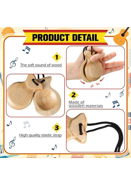 4pcs Ispanyol Kastetetler Geleneksel Flamenko Castetets Ahşap El Perküsyon Castanets Yeni Başlayan C Için Müzik Enstrümanı (Yurt Dışından) modelleri