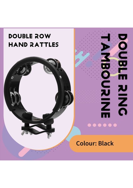 Drum Circle Çift Sıralı Çıngırak Drum Halkalar Tef Davul Tamborin Perküsyon Müzik Aletleri Siyah (Yurt Dışından) fırsatları