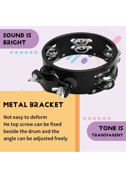 Drum Circle Çift Sıralı Çıngırak Drum Halkalar Tef Davul Tamborin Perküsyon Müzik Aletleri Siyah (Yurt Dışından) indirimleri