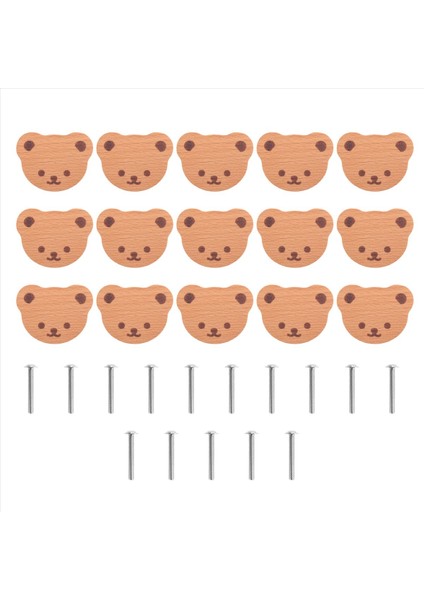 15 Adet Mobilya Düğmeleri, Ahşap Çekmece Düğmeleri, Ahşap Dolap Düğmeleri, Çocuklar Için Ayı Çekmece Düğmeleri, Şifoniyer, Çekmeceler, Mutfak (Yurt Dışından)