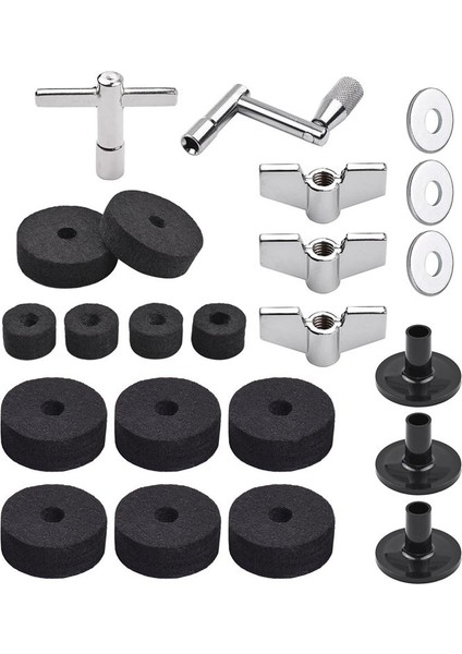 23PCS Zil Değiştirme Aksesuarları Drum Parçaları Zil Standı Standlı Drum Parçaları Dul Zil Keçe Pedleri Kanat Fındık Yıkayıcılarını Içerir (Yurt Dışından)