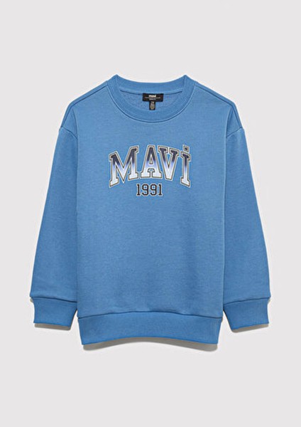 Mavi Logo Bisiklet Yaka Mavi Sweatshirt 6S10163-70724