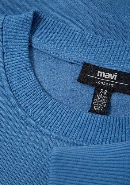 Mavi Logo Bisiklet Yaka Mavi Sweatshirt 6S10163-70724 fırsatları