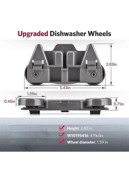 Yükseltme W10195416 Bulaşık Makinesi Tekerlekler Kitchenaid Whirlpool Için Alt Raf Maytag Kenmore Dish Raf Parçaları 4 Paket (Yurt Dışından) fiyatları