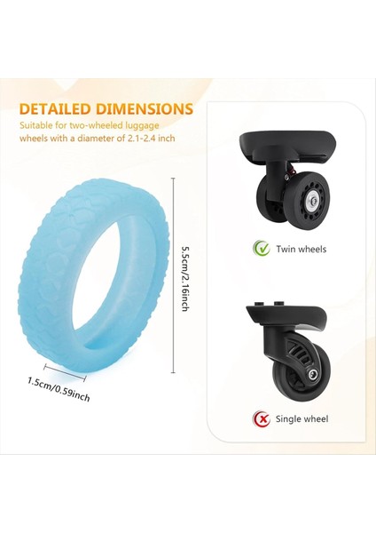 8pcs Valiz Tekerlek Kapakları, Silikon Bagaj Bölmesi Tekerlek Kapağı Çoğu 8 Spinner Tekerlek Floresan Mavisi (Yurt Dışından) fırsatları