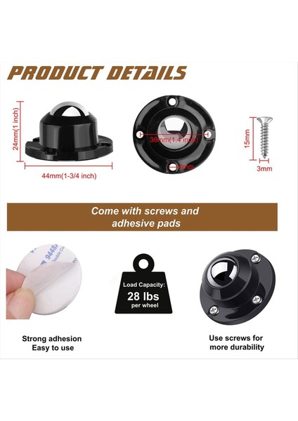 4 Paket 1 Inç Kendi Kendinden Yapışkan Tekerlekler Mobilya Için, Küçük Cihaz Depolama Kutuları Için Düşük Profil Döner Tekerlekler (Yurt Dışından) indirimleri