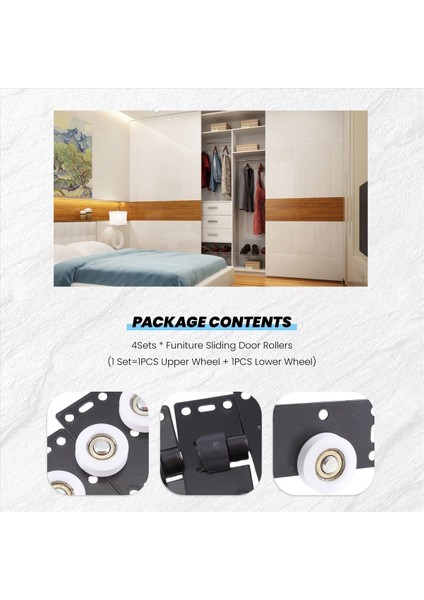 4set Silahlı Kapı Tekerlekleri Silindirler, Dolap Gardırop Dolabı Için Pürüzsüz ve Sessiz Naylon Jantlar Için (Yurt Dışından) indirimleri