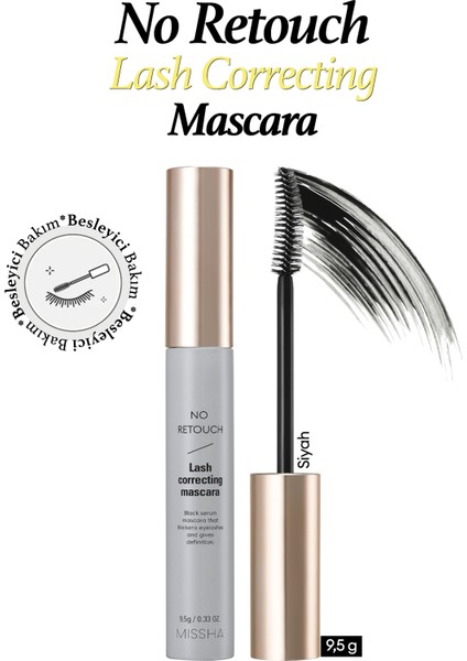 Kirpiklere Besleyici Bakım Sunan Siyah Maskara No Retouch Lash Correcting Mascara (Black)