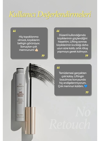 Kirpiklere Besleyici Bakım Sunan Siyah Maskara No Retouch Lash Correcting Mascara (Black) fırsatları