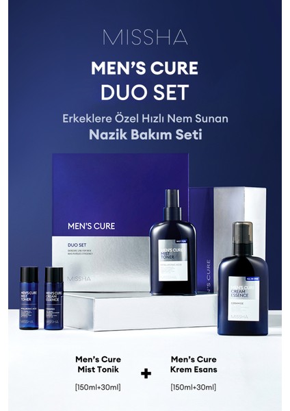 Erkeklere Özel Hızlı Nem Sunan Hassas Bakım Seti Mıssha Mens Cure Duo Set