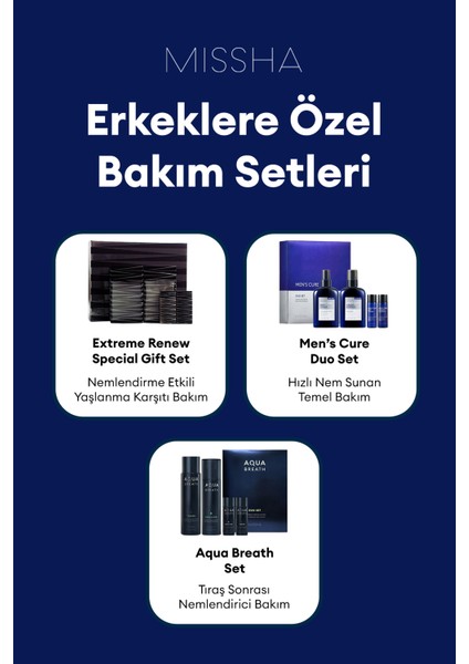 Erkeklere Özel Hızlı Nem Sunan Hassas Bakım Seti Mıssha Mens Cure Duo Set indirimleri
