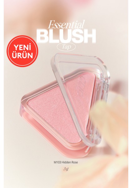 Katmanlanabilir Yumuşak Dokulu Yarı Mat Bitiş Sunan Allık Clıo Essential Blush Tap (M103 Hidden Rose)