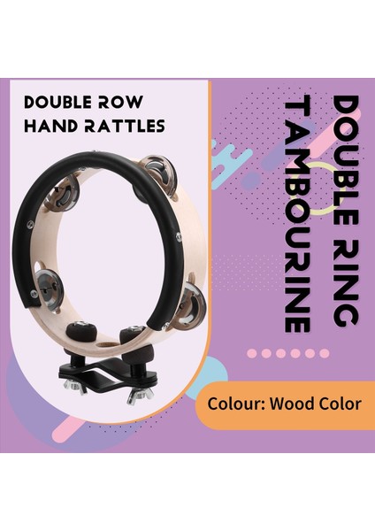 Drum Circle Çift Sıralı Çıngırak Drum Halkalar Tambourin Drum Tamborine Perküsyon Müzik Aletleri Ahşap Renk (Yurt Dışından) fırsatları