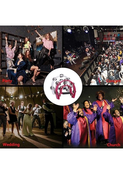 2 Pack 10 Inç Çift Sıra Tef, Yetişkin, Yarım Ay Müzikal Tef 20 Metal Jingles Elde Tutulan Perküsyon Davul (Yurt Dışından) modelleri