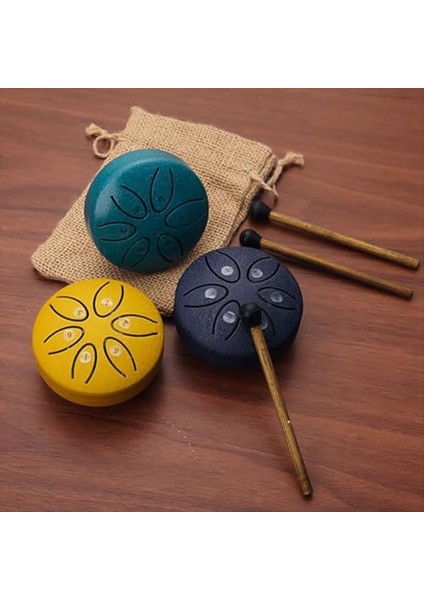 Mini Çelik Dil Davul 3 Inç Ses Iyileştirici Tambur Kiti, Mini Handpan Drum, 6 Not Endişelenmiş Davul, Endişelenmeyen Davul E (Yurt Dışından)