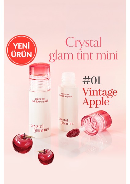 Yapışkanlık Hissi Vermeyen, Hafif Dokulu, Yoğun Işıltılı Tint Clıo Crystal Glam Tint Mini 01 Vintage