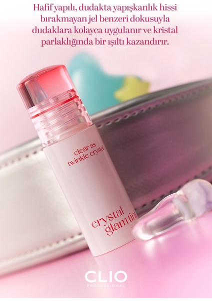 Yapışkanlık Hissi Vermeyen, Hafif Dokulu, Yoğun Işıltılı Tint Clıo Crystal Glam Tint Mini 01 Vintage indirimleri