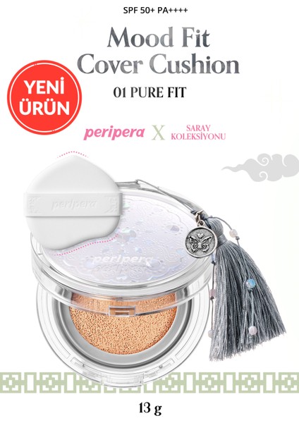 Yarı Mat Bitişli Filtre Etkili Cushion Perıpera Mood Fit Cover Cushion SPF50+PA++++(01 Pure Fit)