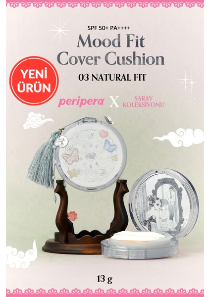 Yarı Mat Bitişli Filtre Etkili Cushion Perıpera Mood Fit Cover Cushion SPF50+ Pa++++(03 Natural Fit)