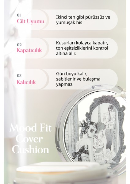 Yarı Mat Bitişli Filtre Etkili Cushion Perıpera Mood Fit Cover Cushion SPF50+ Pa++++(03 Natural Fit) modelleri