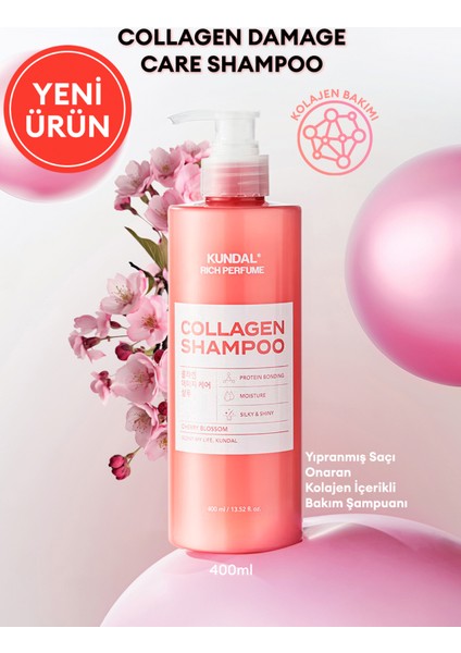 Onarıcı Kolajen Şampuanı Kundal Rich Perfume Collagen Damage Care Shampoo 400ML (Cherry Blossom)