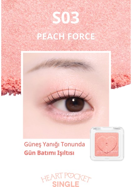 Kişiselleştirilebilir Işıltılı Tekli Far PERIPERA Heart Pocket Single (S03 Peach Force) fiyatları