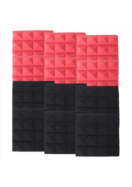 Kömür Akustik Köpük Fayans Ses Yalıtımı Köpük Panelleri Stüdyo Ses Dolgu 2 x 10 x 10 Inç (Siyah+Kırmızı) (Yurt Dışından) fiyatları