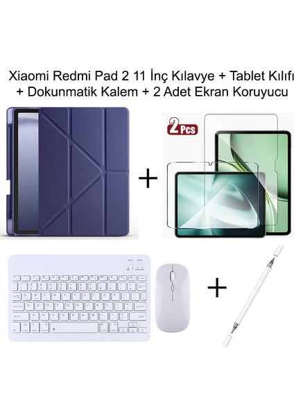 Yesnıce Xiaomi Redmi Pad 2 11 Inç Uyumlu Standlı Kılıf Dokunmatik Kalem ve Klavye Set