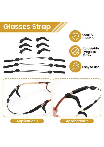 Gözlük Kayış Ayarlanabilir Gözlük Tutucu 3pcs Evrensel Fit Spor Güneş Gözlüğü Tutucu + 6pcs Gözlük Kulak Tutuş (Yurt Dışından) indirimleri