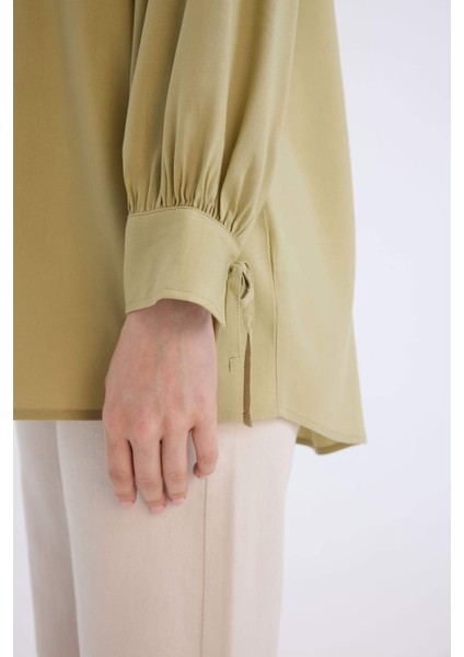 Regular Fit Basic Düz Viskon Uzun Kollu Gömlek Tunik D7352AX25SP indirimleri