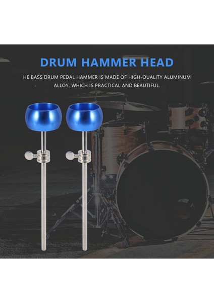 2pcs Bas Davul Pedal Çırpıcı Alüminyum Alaşım Çekiç Kafa Perküsyon Enstrümanı Aksesuar Parçaları, Mavi (Yurt Dışından) fiyatları