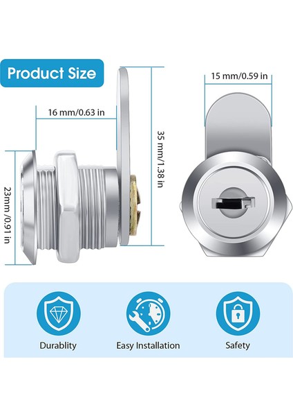 16 Adet Dolap Cam Kilit Anahtarlı Benzeri Silindir Kilidi 5/8 Inç Çinko Alaşım Çekmecesi Kilit Güvenli Dosya Silindir Kilitli (Yurt Dışından) fiyatları