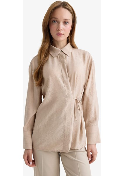 Regular Fit Büzgülü Krinkıl Kumaş Uzun Kollu GÖMLEK D8532AX25SP modelleri