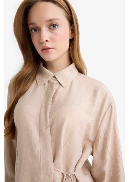 Regular Fit Büzgülü Krinkıl Kumaş Uzun Kollu GÖMLEK D8532AX25SP indirimleri