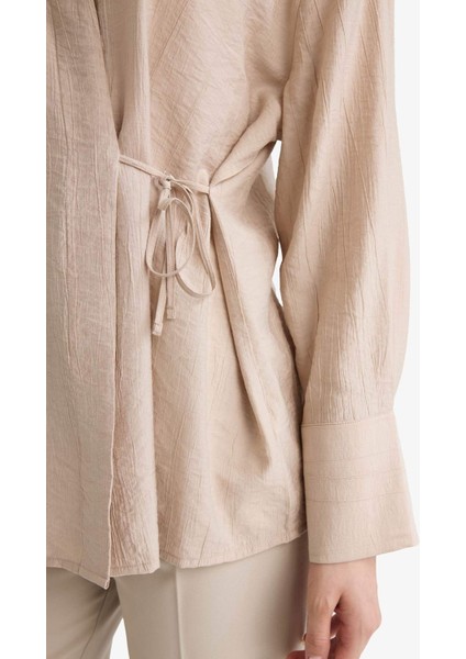 Regular Fit Büzgülü Krinkıl Kumaş Uzun Kollu GÖMLEK D8532AX25SP