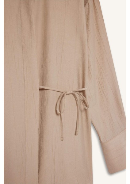 Regular Fit Büzgülü Krinkıl Kumaş Uzun Kollu GÖMLEK D8532AX25SP