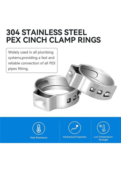100 Adet 3/4 Inç Pex Cinch Kelepçe Halkaları, Li 304 Paslanmaz Çelik Pex Kıvrım Halkaları, Pex Boru Takma Kelepçe Halkaları (Yurt Dışından) modelleri